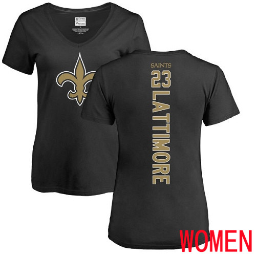 New Orleans Saints Black Women Marshon Lattimore Backer Slim Fit NFL Football #23 T Shirt